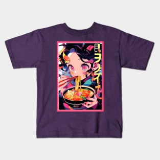 Cute Anime Girl |  Ramen Noodles | Hentaii Chibi Kawaii Design Kids T-Shirt